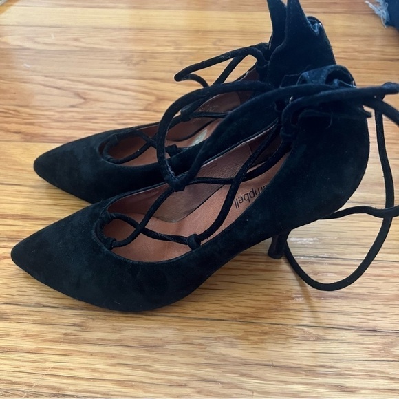 Jeffrey Campbell black suede lace up ankle tie heel 39 - Picture 2 of 8